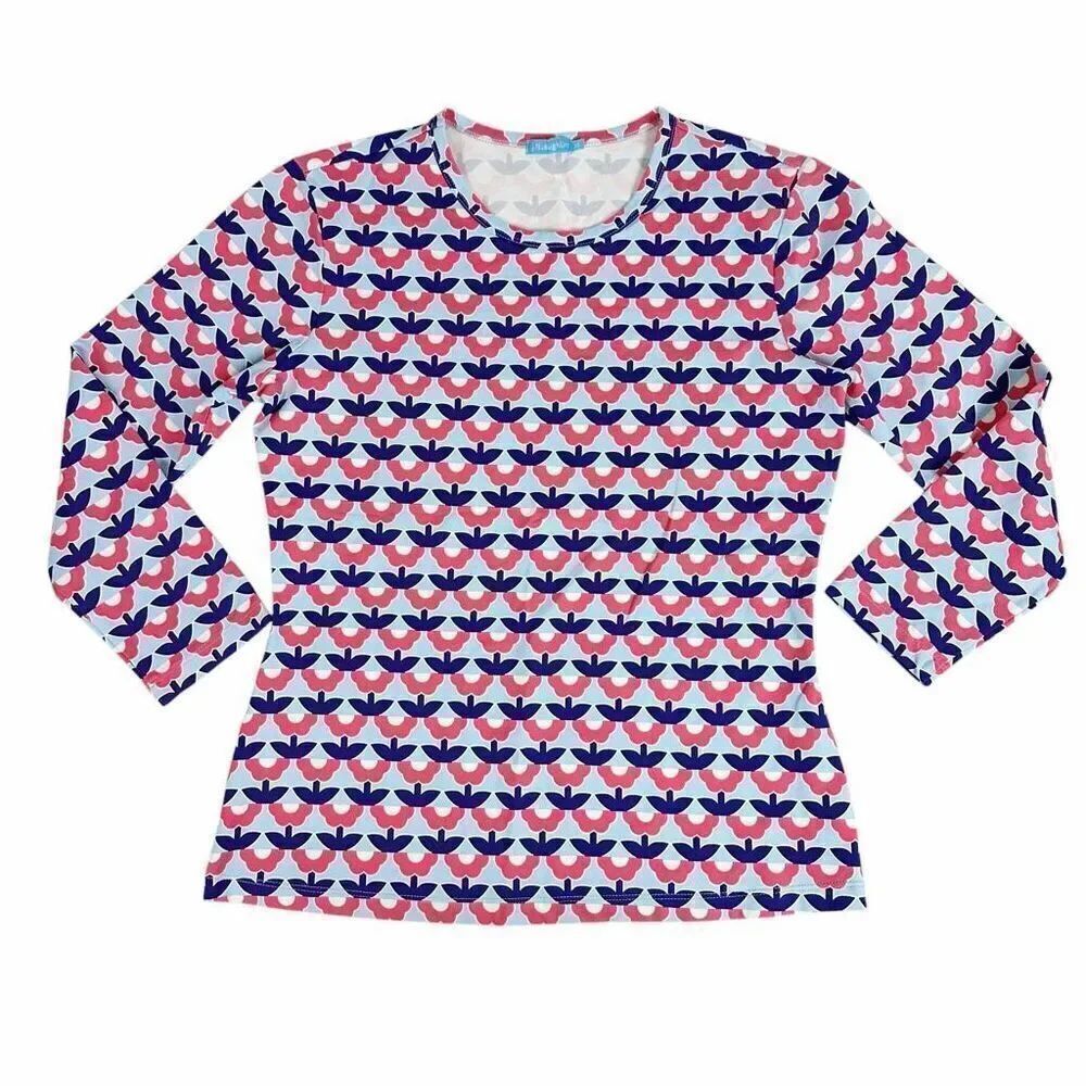 J. Mclaughlin Women’s Blue Floral Catalina Cloth 3/4 Sleeve Blouse Top XS